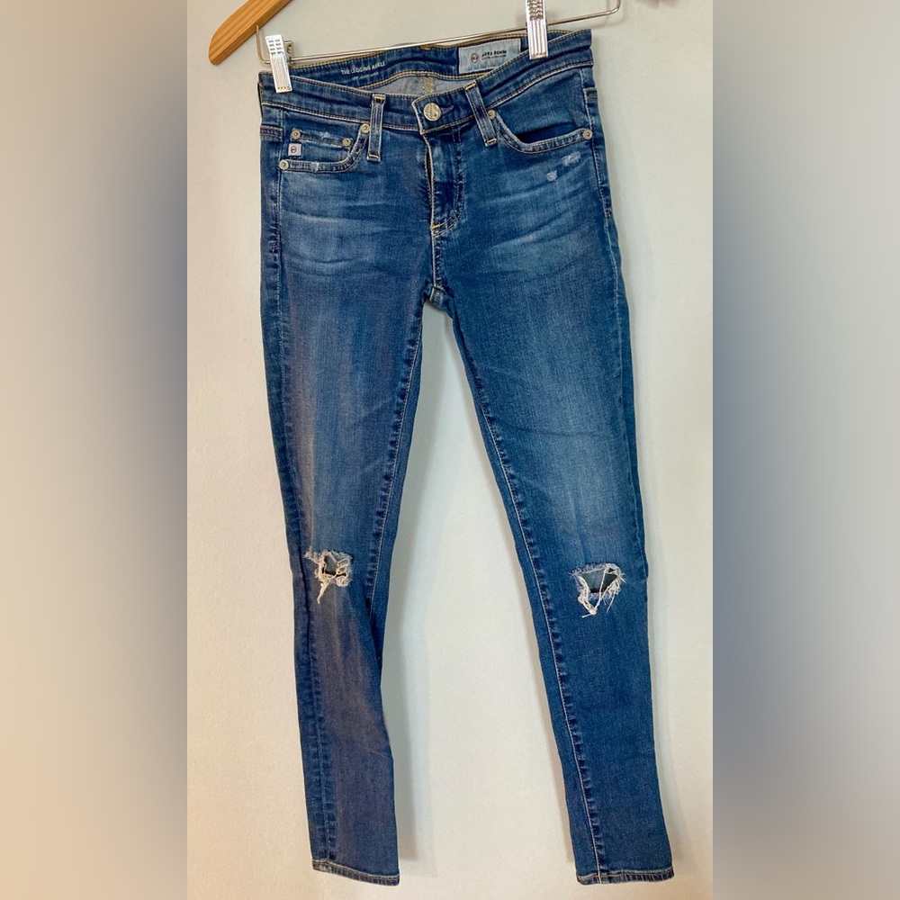 AG The Legging Supper Skinny Distressed Ankle Jeans- 24